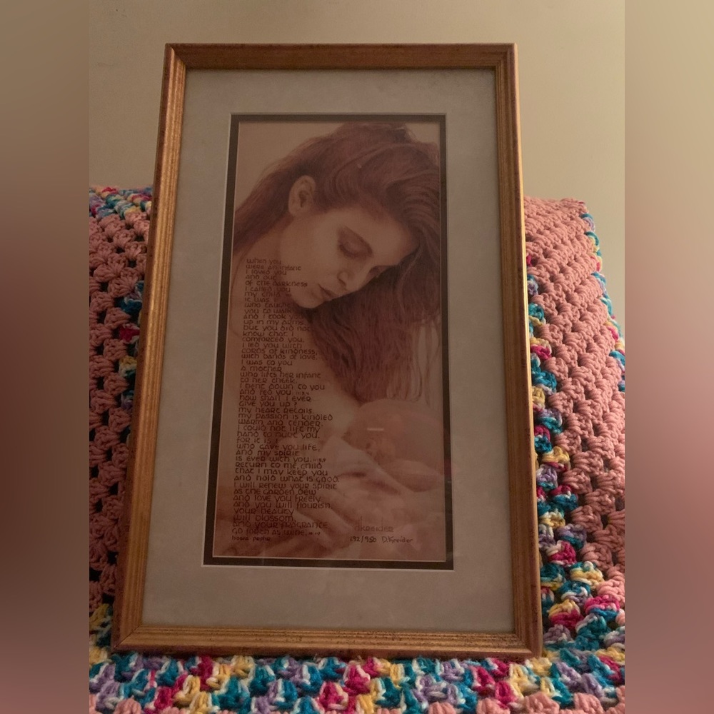 Breastfeeding print on gold frame